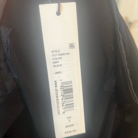 NWT Alice + Olivia Dylan satin black high rise pants size 2 - Picture 9 of 10